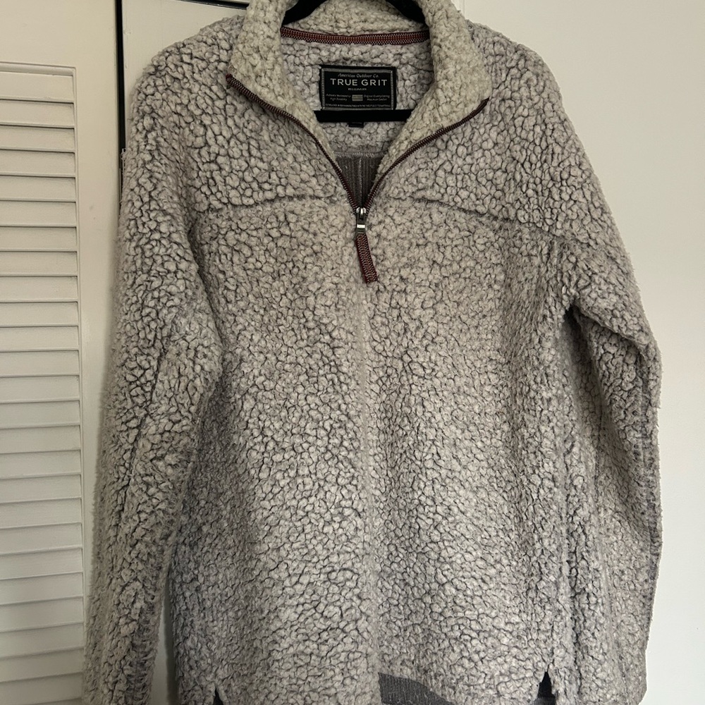 True Grit Soft Gray Sherpa Pullover